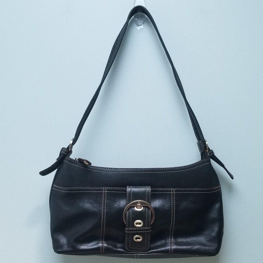 ETIENNE AIGNER | BLK & BRUSHED PEWTER SHOULDER BAG